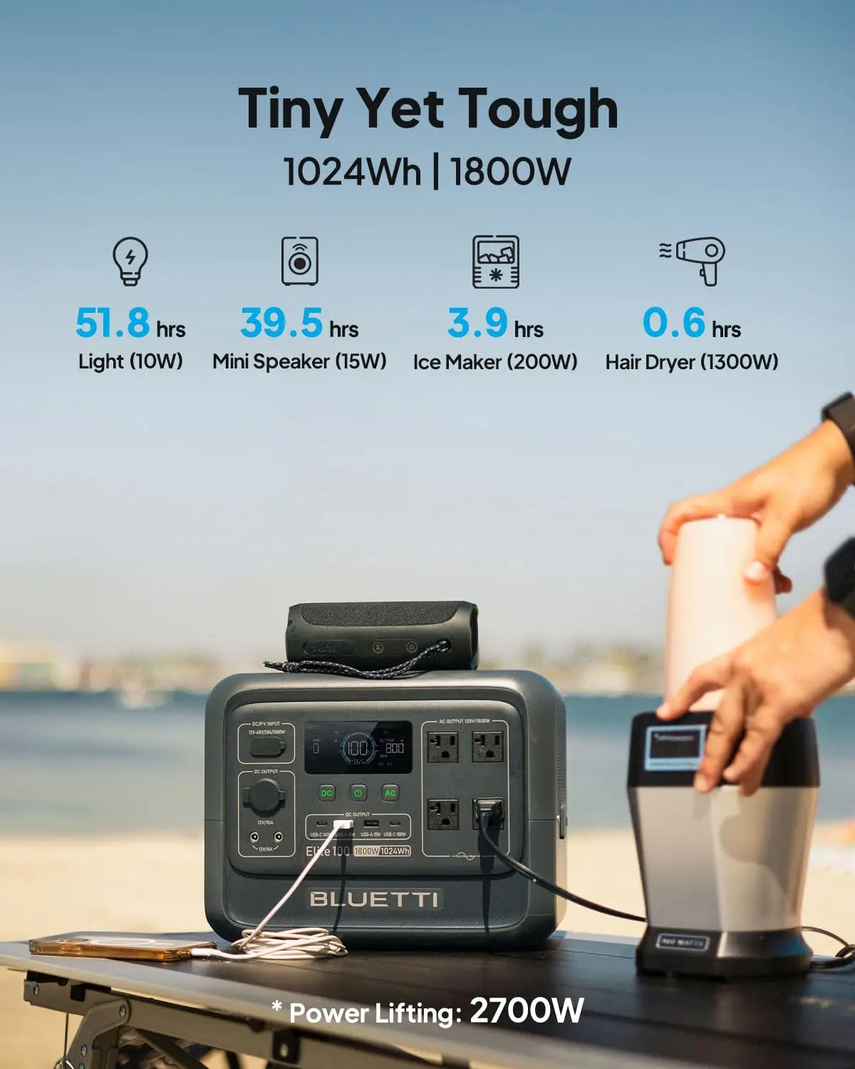 Elite 100 V2 Portable Power Station, 1024Wh LFP Battery Backup