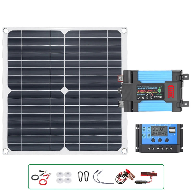 Complete Off-Grid 6000W Solar Power Kit+200W Foldable Solar Panel