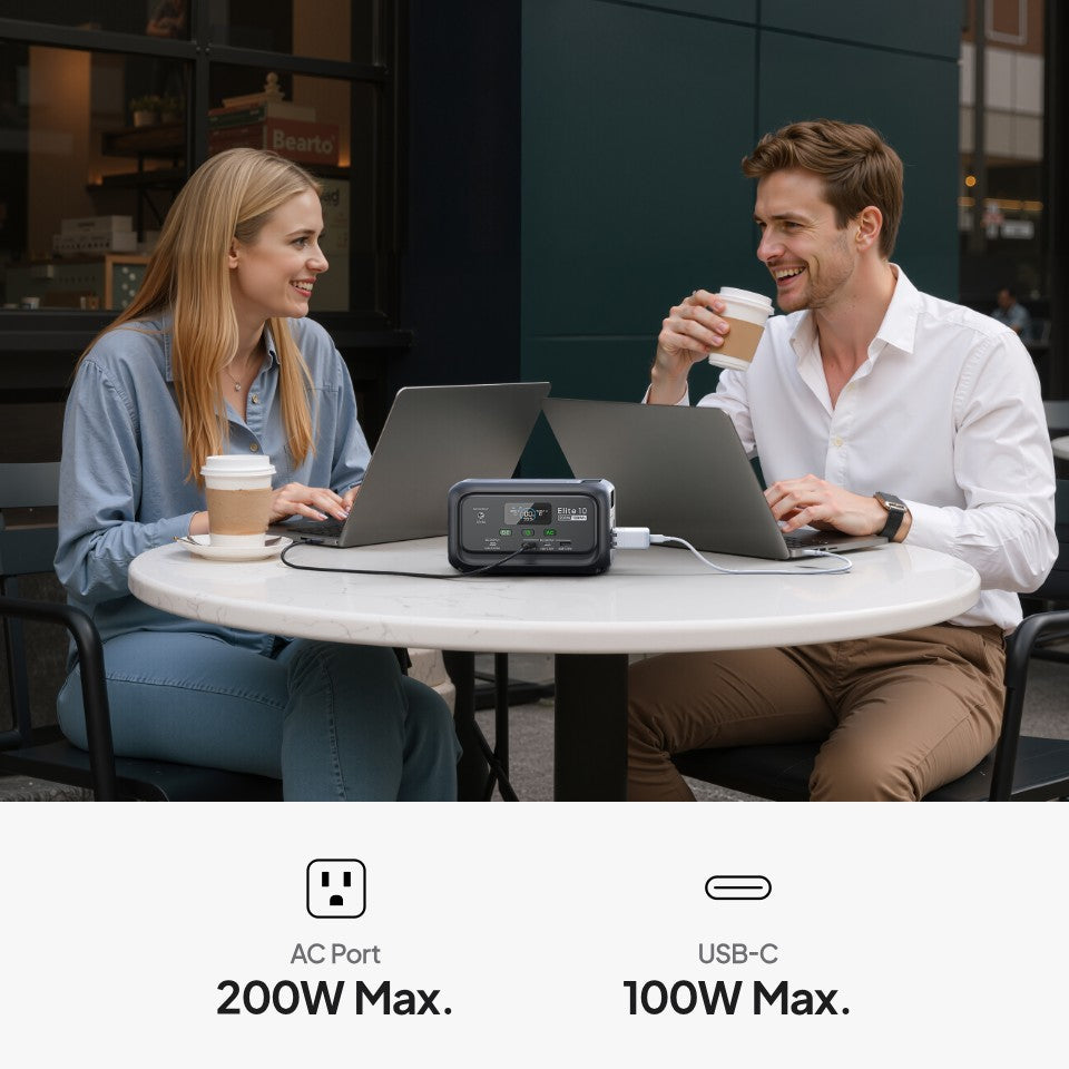 Elite 10 128Wh 200W Mini estación de energía LiFePO4 100W USB C