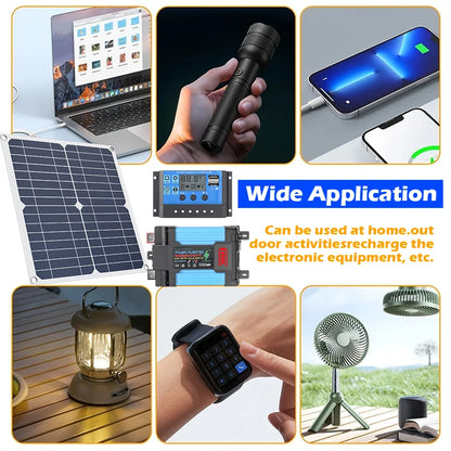 Kit completo de energía solar de 6000W fuera de la red + panel solar plegable de 200W - Estación de energía portátil para respaldo en el hogar, caravanas y coches de camping