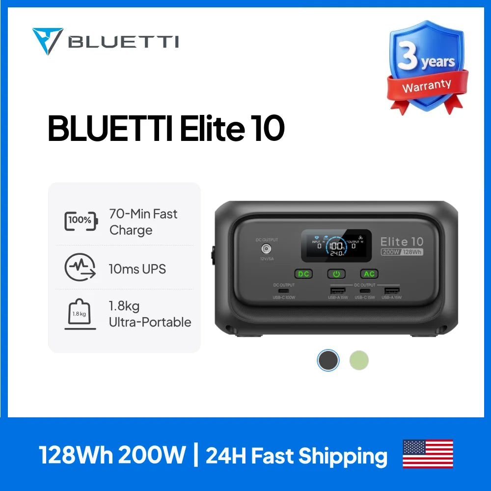 Elite 10 128Wh 200W Mini estación de energía LiFePO4 100W USB C