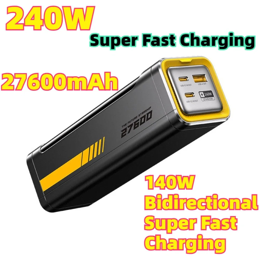 Batería externa de 240W, batería externa portátil de carga superrápida bidireccional de 140W