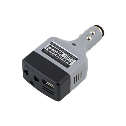 Adaptador Inversor Portátil para Automóvil Convertidor Móvil DC 12V/24V a AC 220V Cargador de Corriente+USB