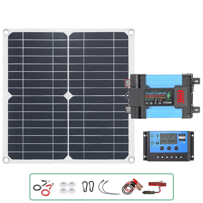 Kit completo de energía solar de 6000W fuera de la red + panel solar plegable de 200W - Estación de energía portátil para respaldo en el hogar, caravanas y coches de camping