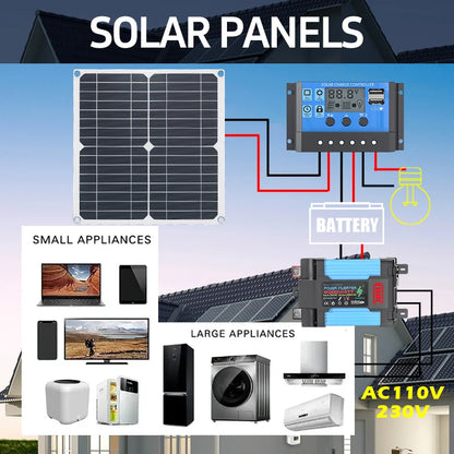 Kit completo de energía solar de 6000W fuera de la red + panel solar plegable de 200W - Estación de energía portátil para respaldo en el hogar, caravanas y coches de camping