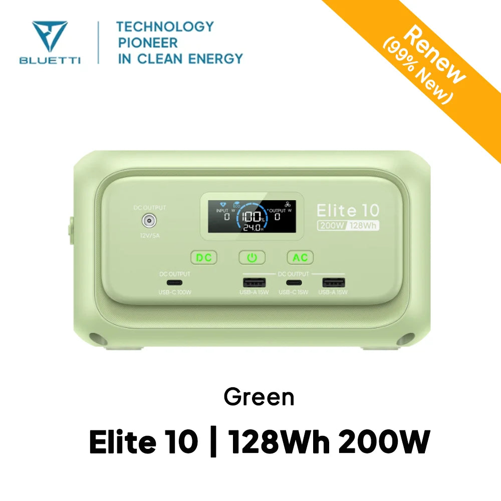 Elite 10 128Wh 200W Mini estación de energía LiFePO4 100W USB C