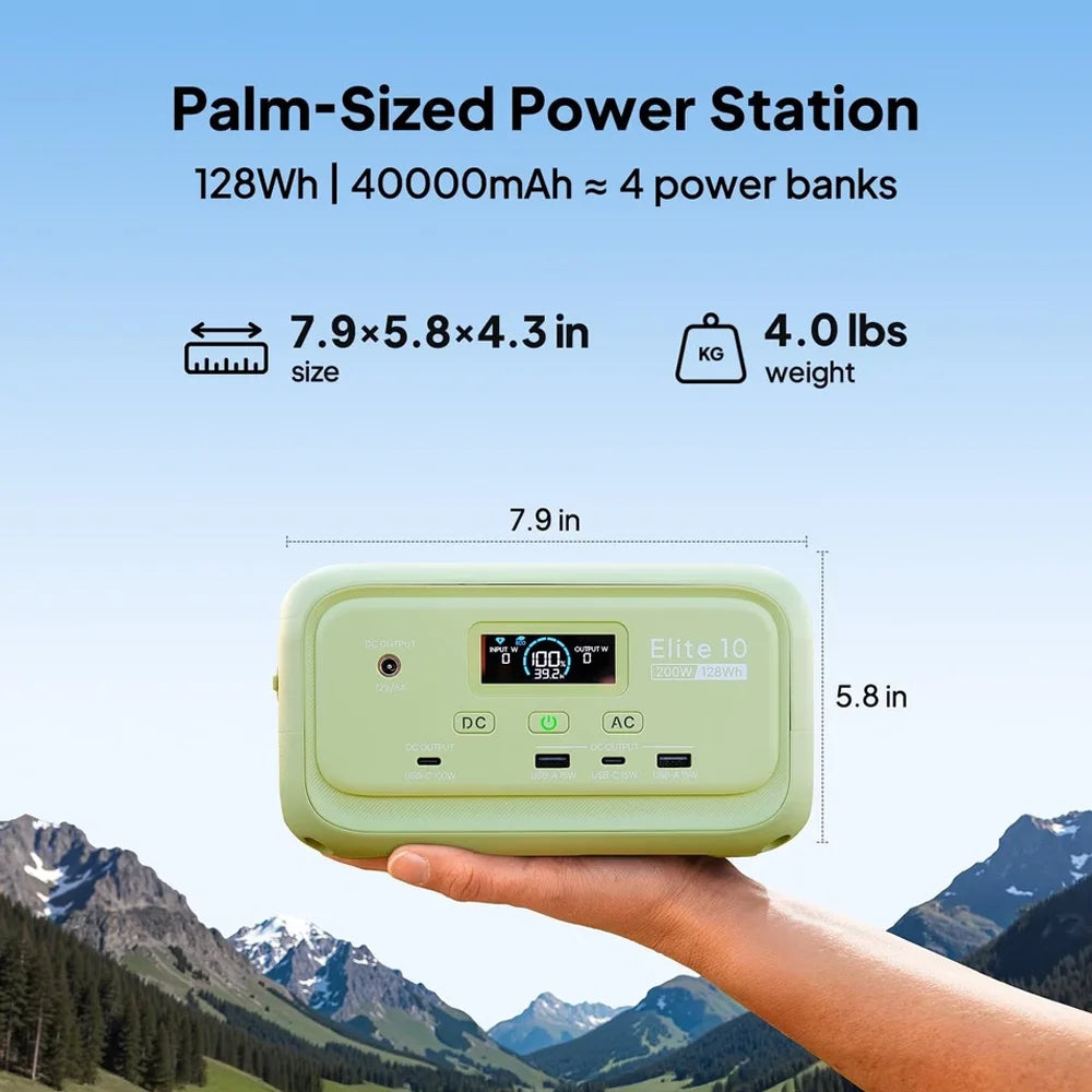 Elite 10 128Wh 200W Mini estación de energía LiFePO4 100W USB C