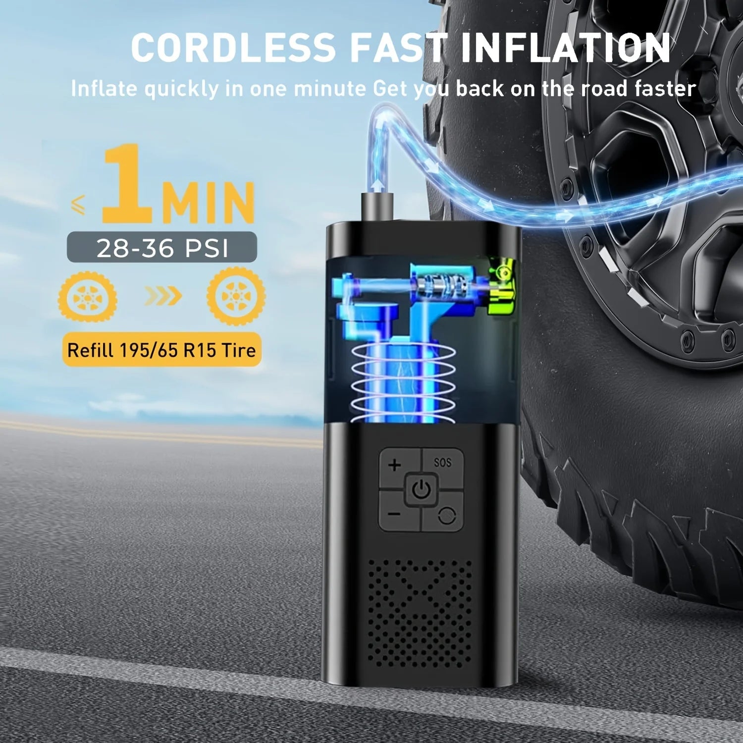 Portable Car Airpump 3X Faster 150PSI Tire Inflator Pump