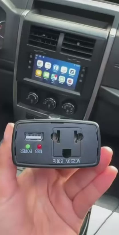 Adaptador Inversor Portátil para Automóvil Convertidor Móvil DC 12V/24V a AC 220V Cargador de Corriente+USB